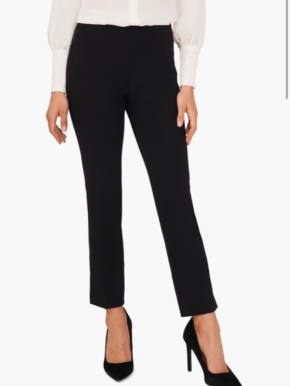 Halogen Black High Waist Side Slit Straight Leg Pants